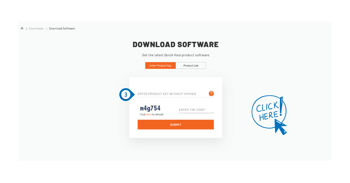 Enter the License Key on Quick Heal Official website